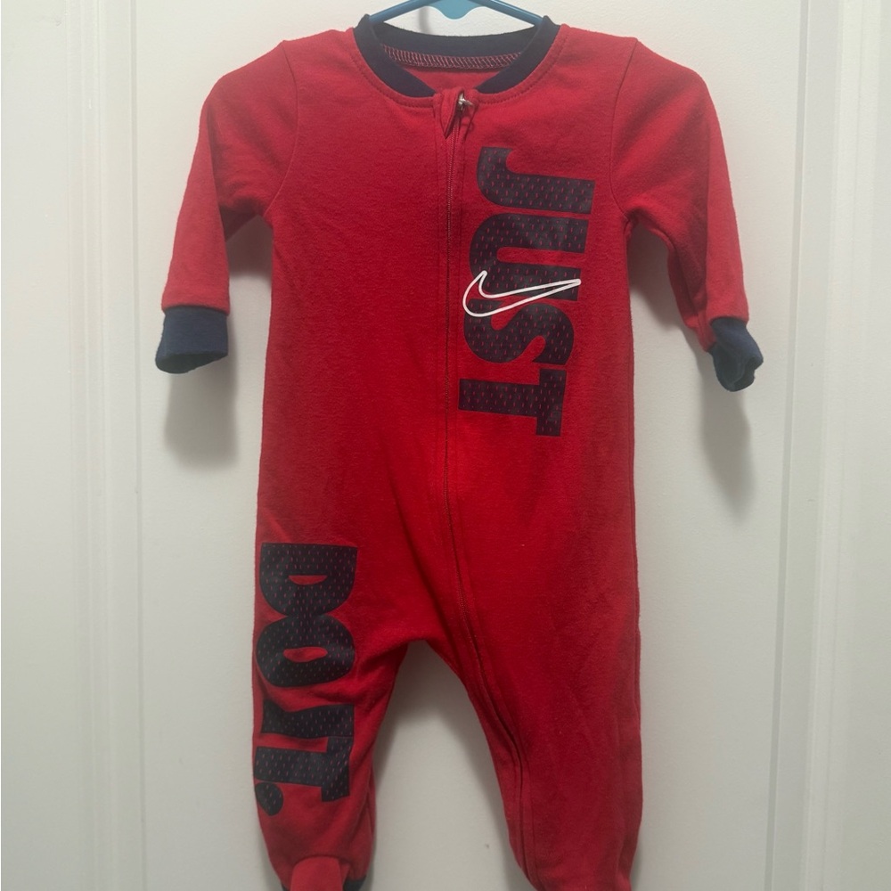 Nike Red and Black Kids One-Piece Footie - "Just Do It"